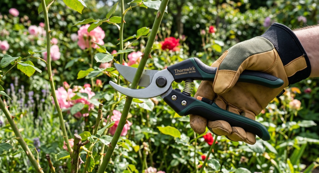 Precision bypass pruning shears cutting stems